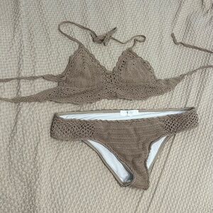 Handmade Crochet Bikini Set - Tan